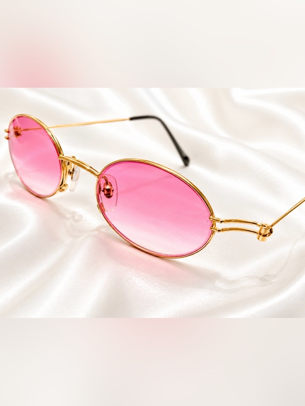 VERY RARE Authentic Gucci Coogi Brand Name Gold Metal Frame Pink Tint Sunglasses